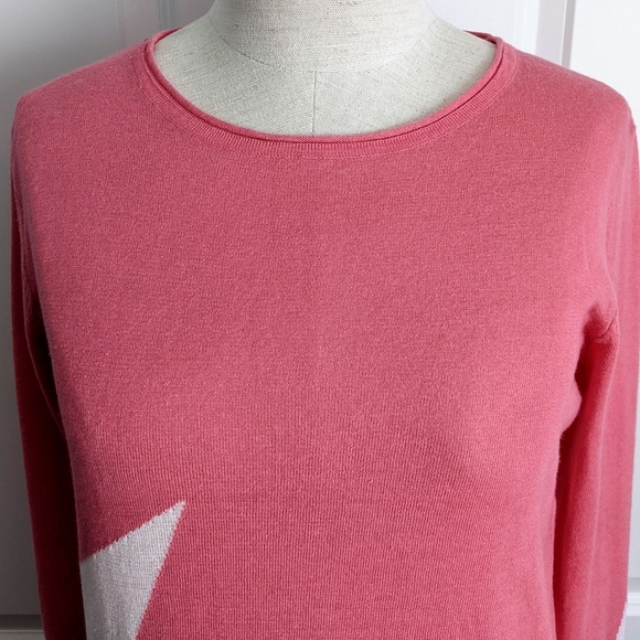 Unwine Sweater Linen Cotton Knit Lightweight Woven Star Salmon White S NWT - Picture 3 of 15